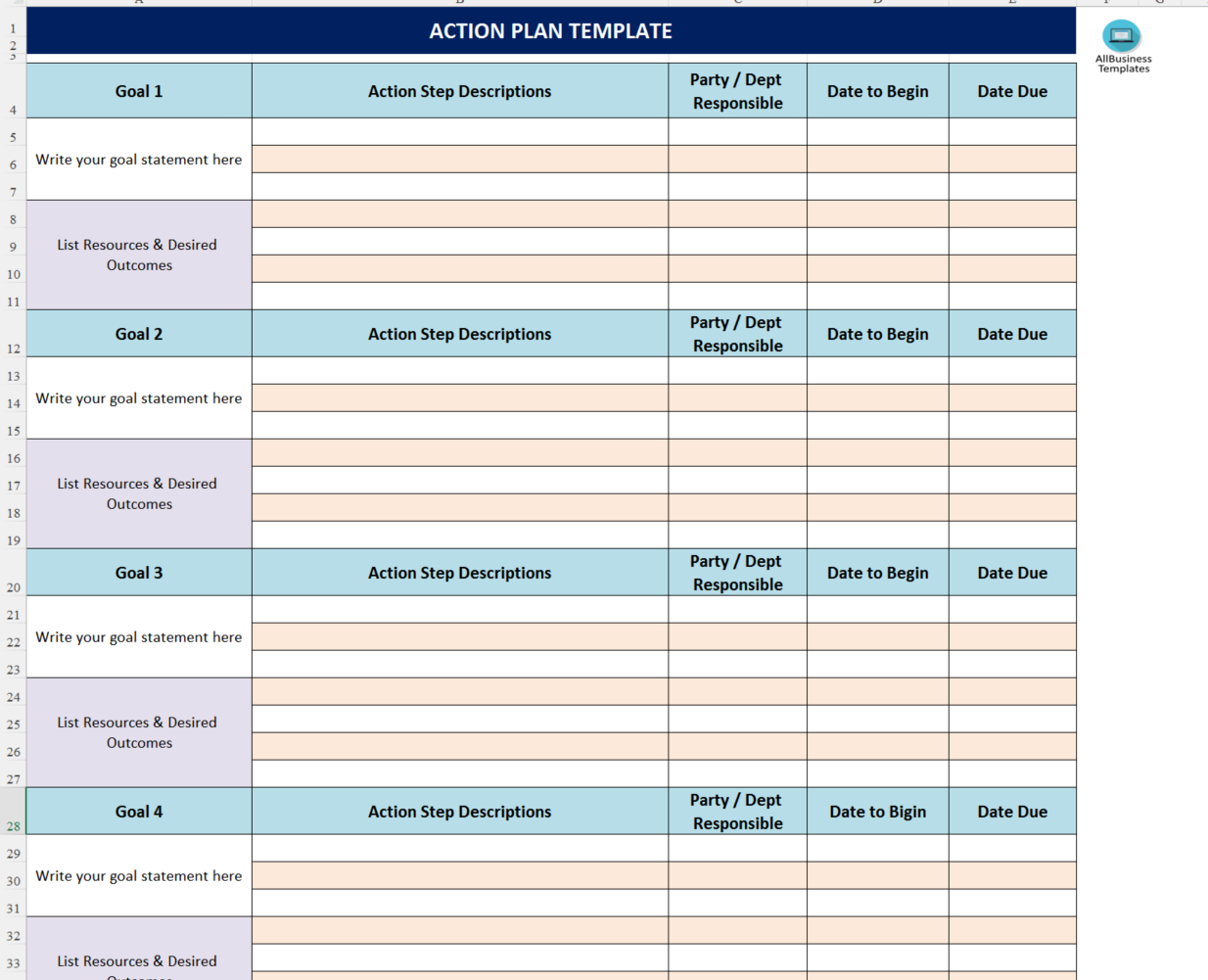 行动计划模板英语 template
