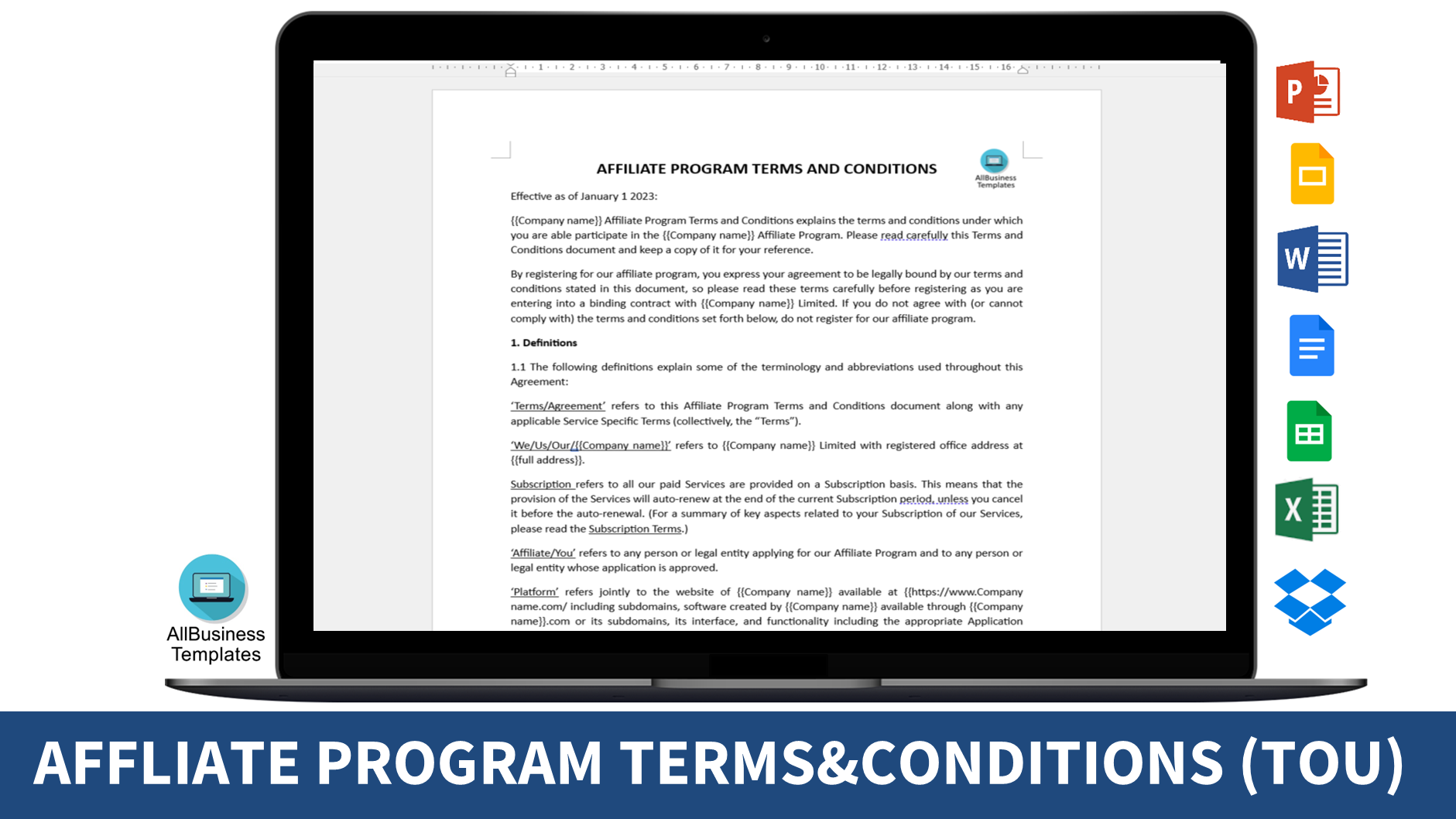 affiliate marketing terms and conditions template