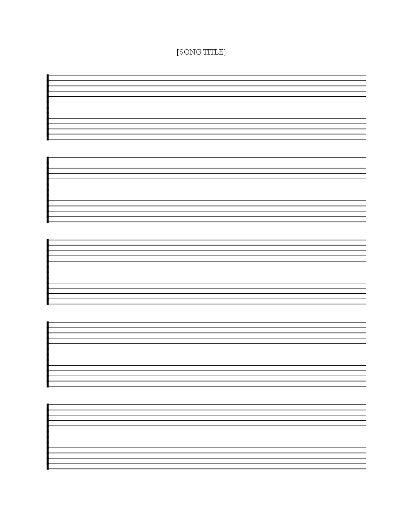 Free printable Music Staff Sheet 5 double lines 模板
