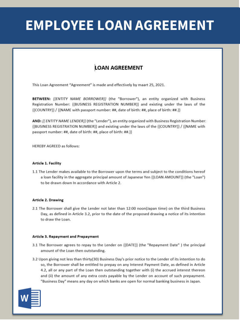 Employee Loan Agreement Sample main image