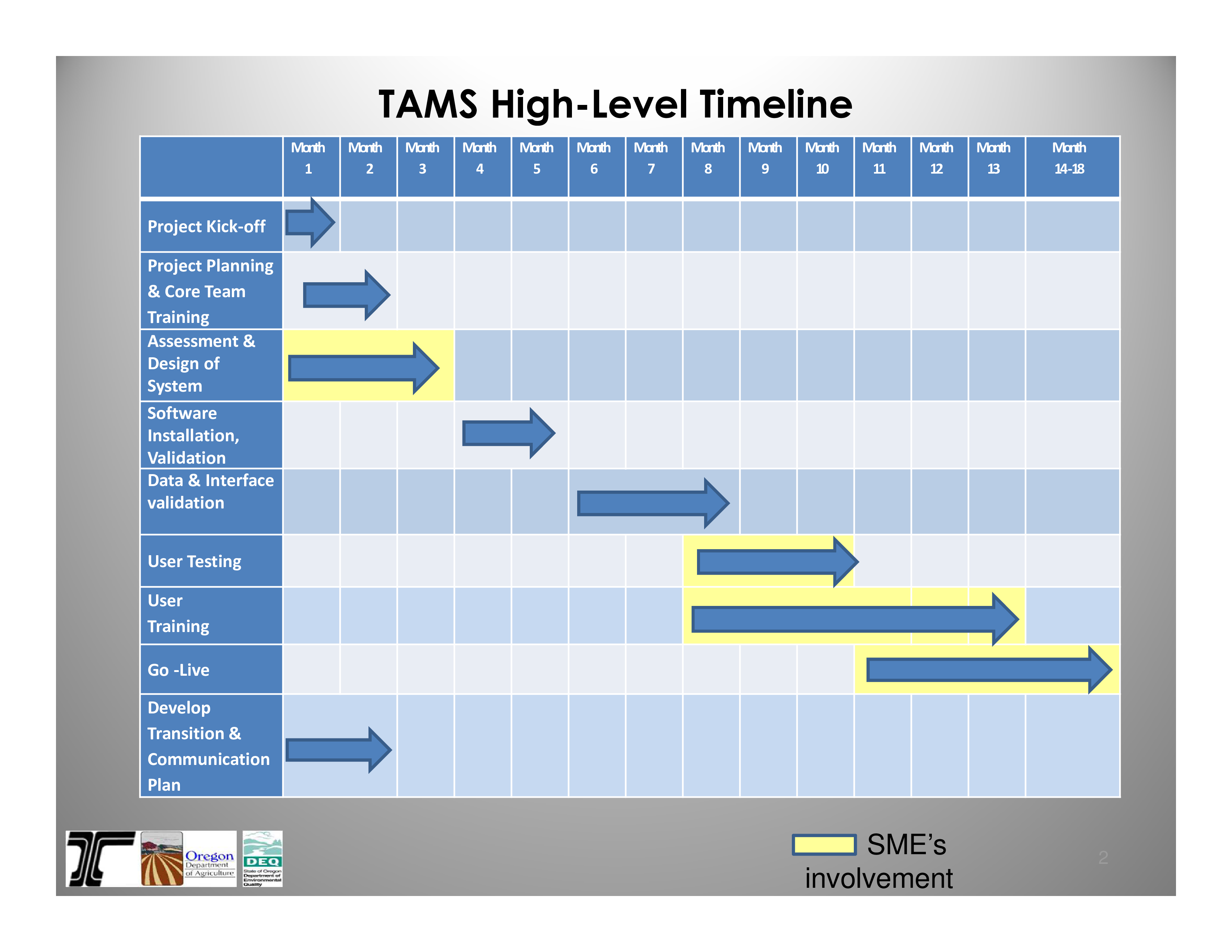 project management high level timeline modèles