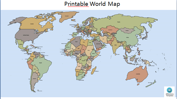Printable World Map Outline 模板