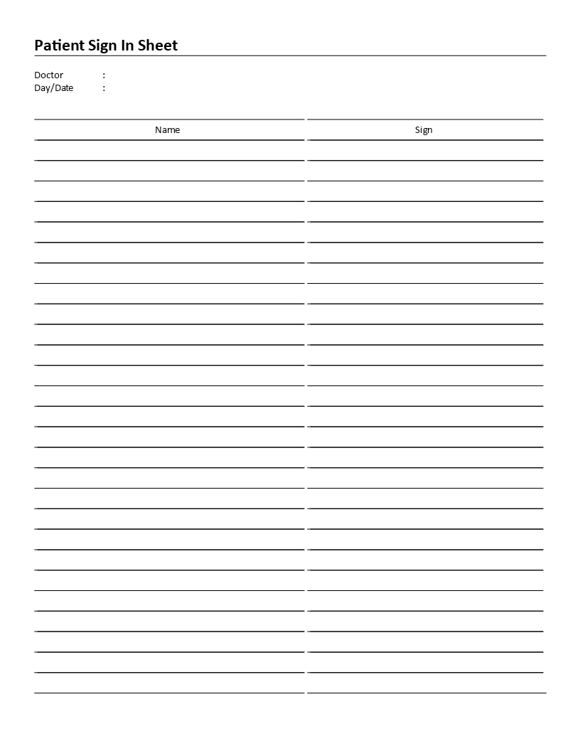 medical sign in sheet template