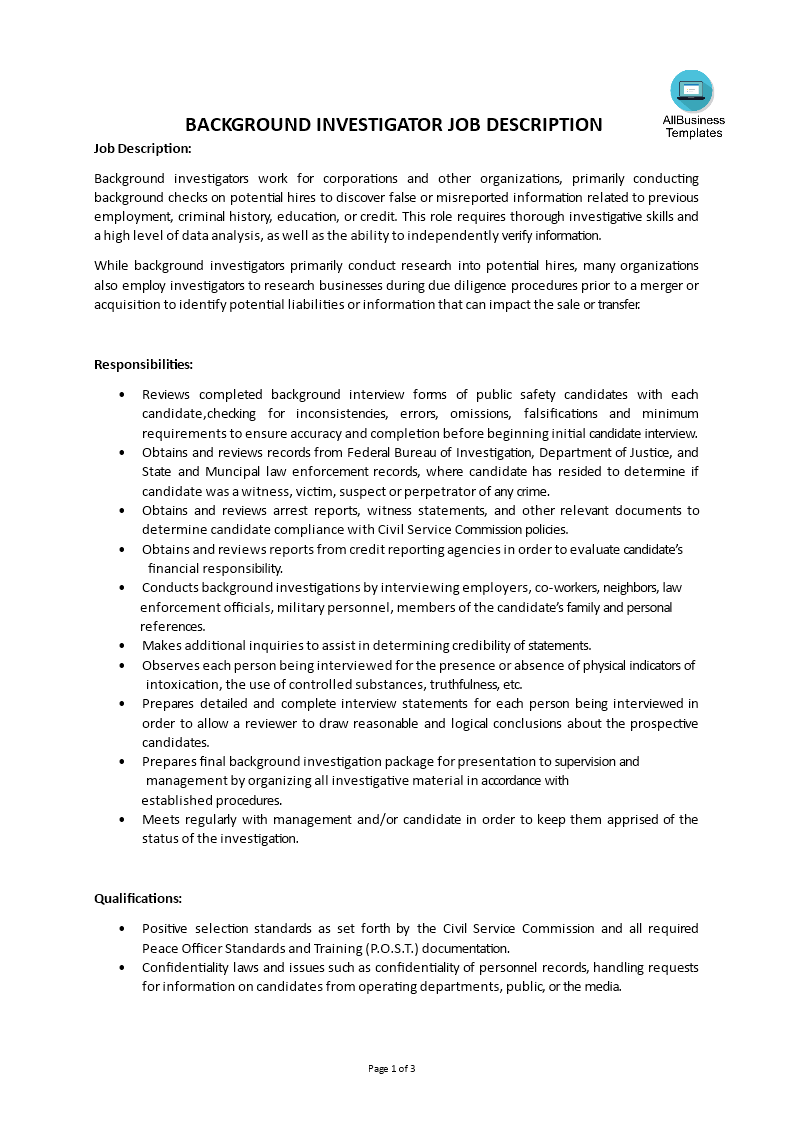 background investigator job description Hauptschablonenbild