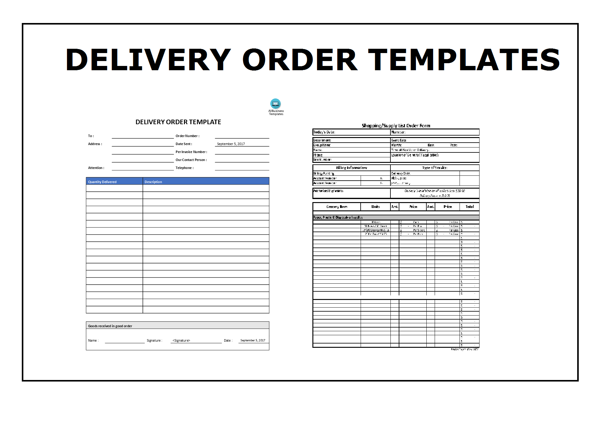 Delivery Order Template