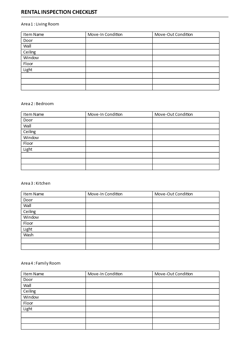 condition of rental property checklist template