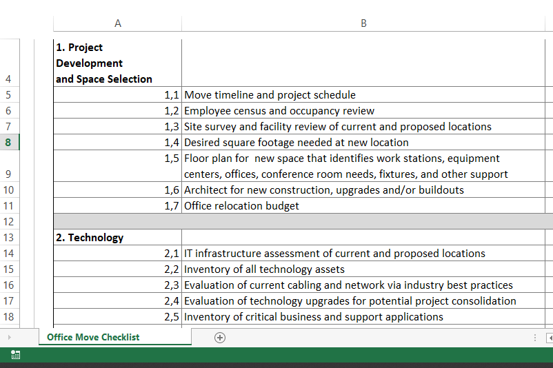 office moving checklist template voorbeeld afbeelding 