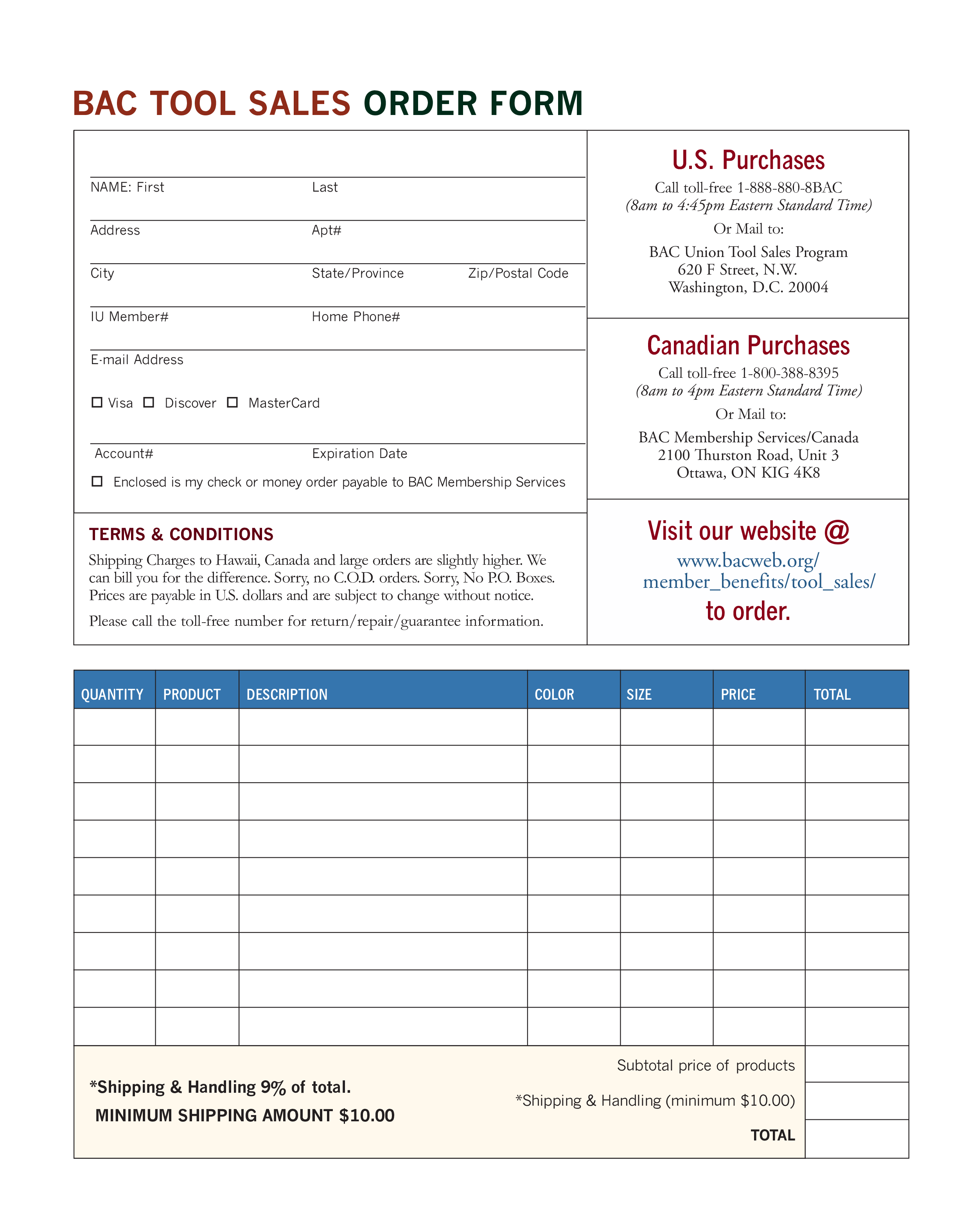 Sales Order Form 模板