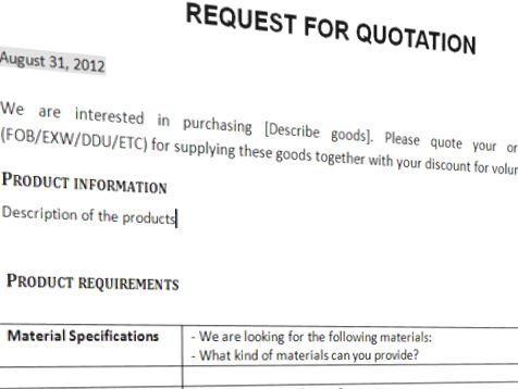 request for quotation trading business template template