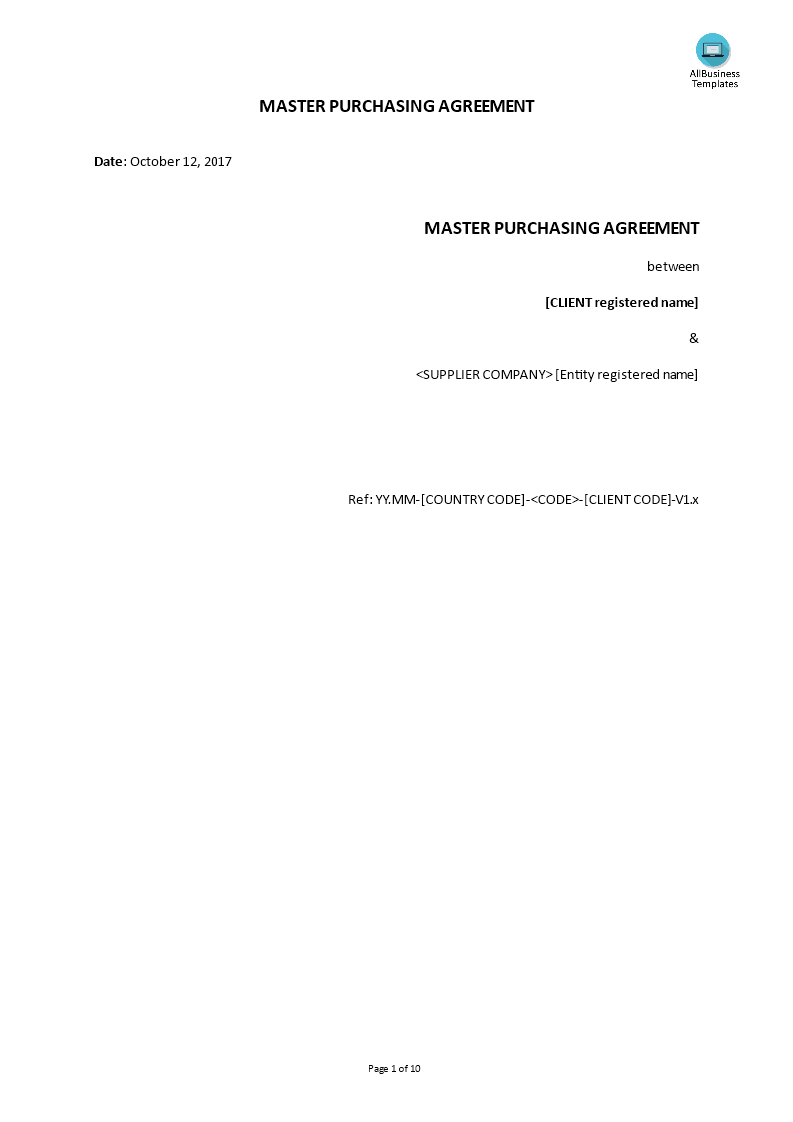 Master Procurement Agreement template main image