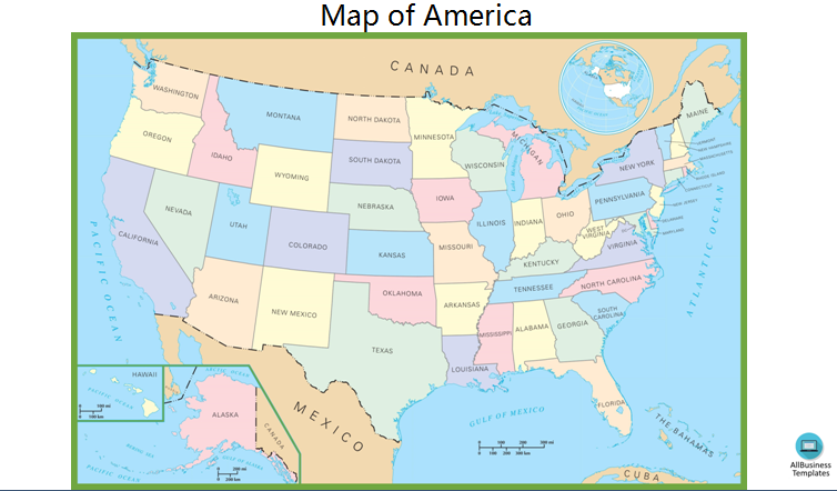 Map of America Outline 模板