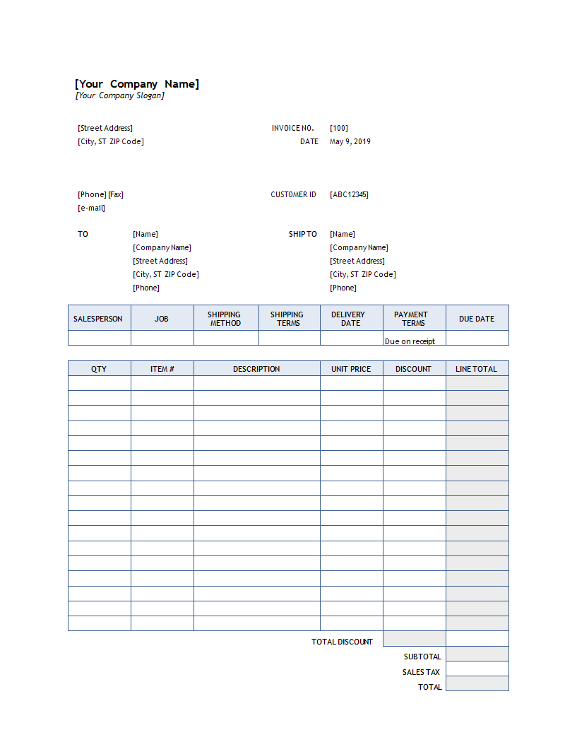 purchase order sample template