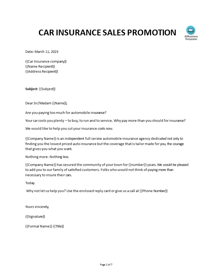 retail sales letter template