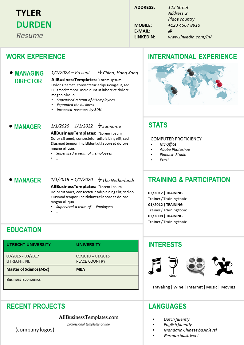 expatriate resume. expat resume template