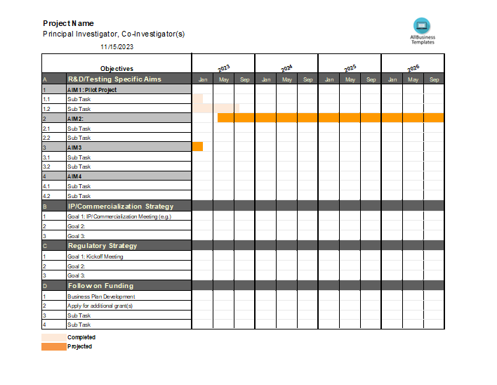 Gantt Chart Excel Template 模板