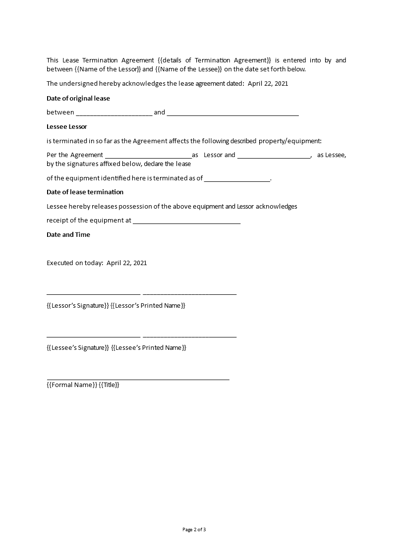 equipment lease termination agreement plantilla imagen principal
