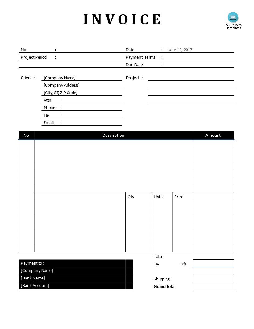 Invoice for Photography Business (hourly rate) main image