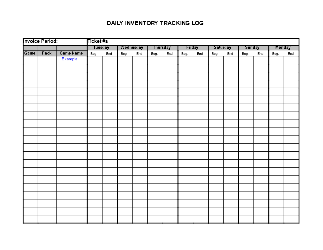 pang-araw-araw na log inventory template