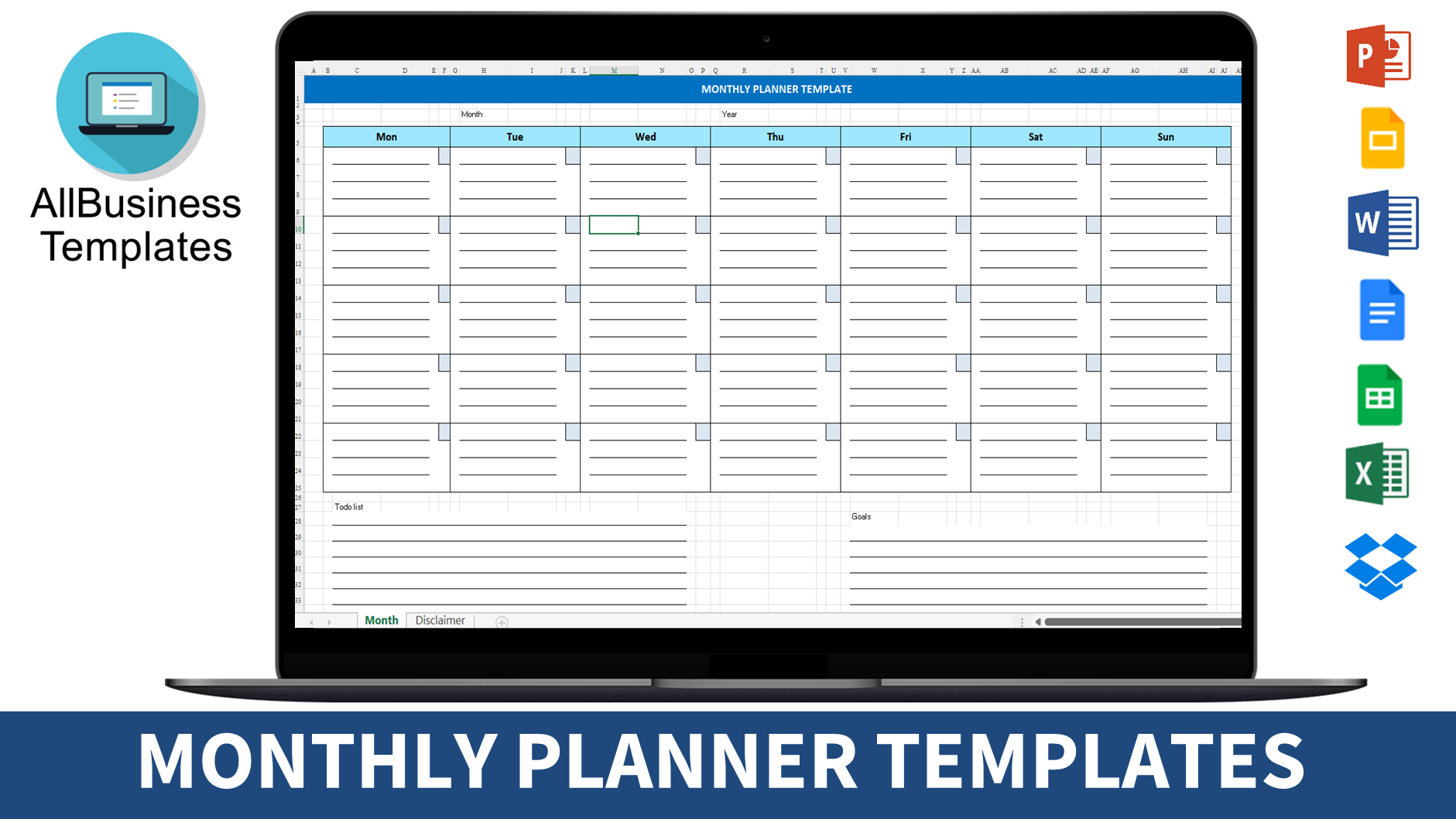 monthly planner template voorbeeld afbeelding 