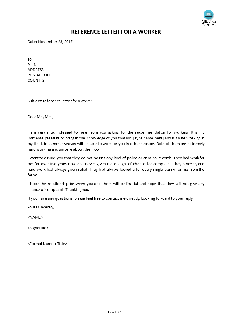 Reference Letter from Landlord main image