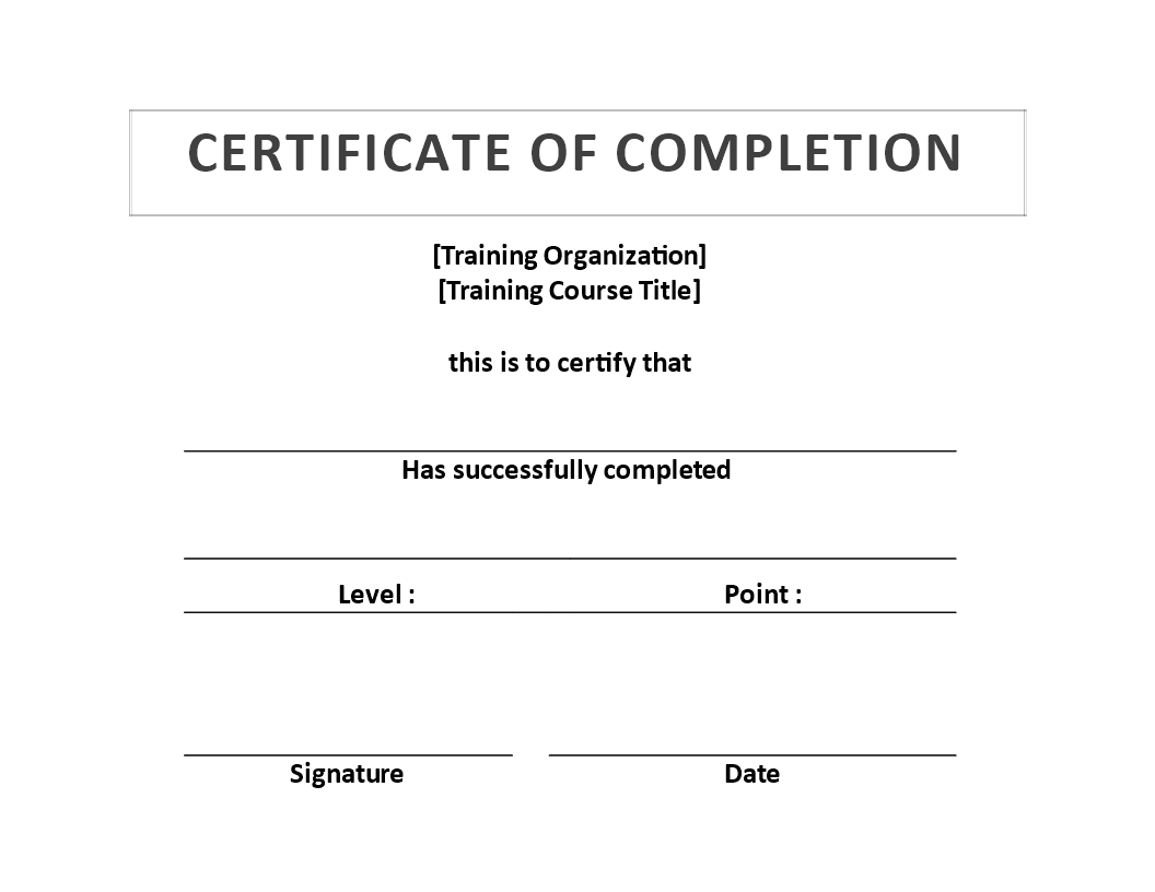 training certificate of completion template template