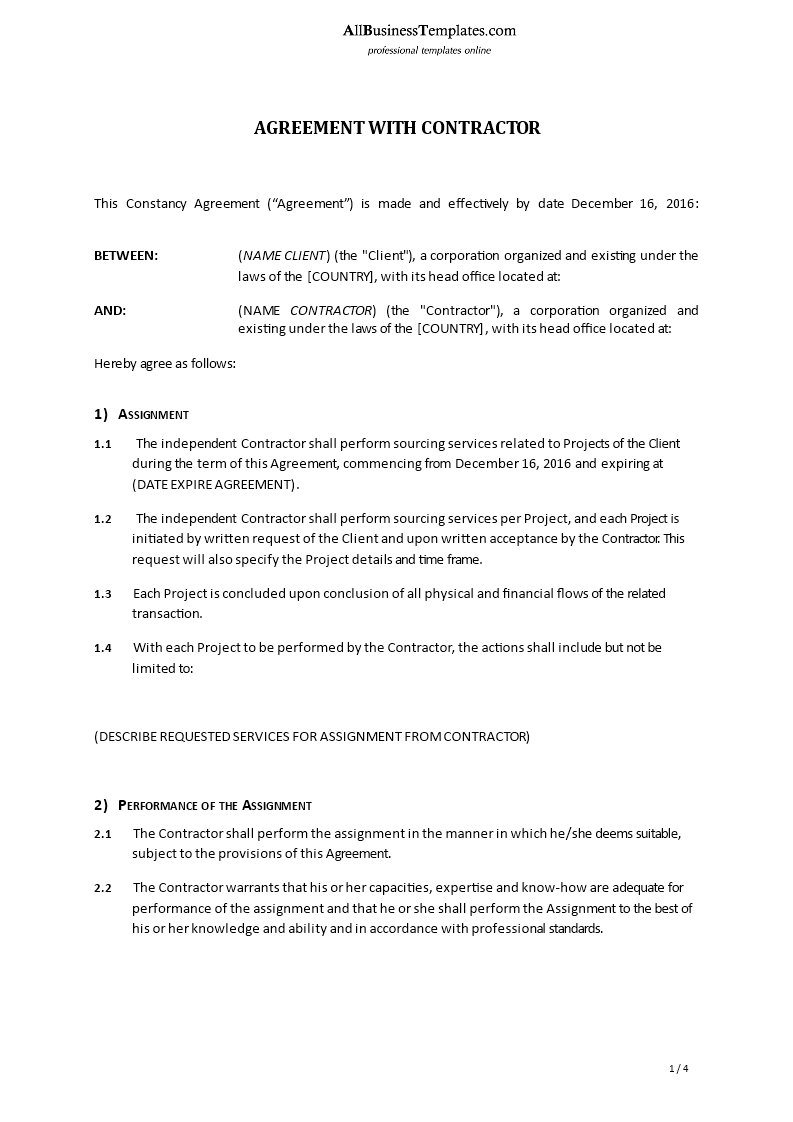 Simple Independent Contractor Agreement main image