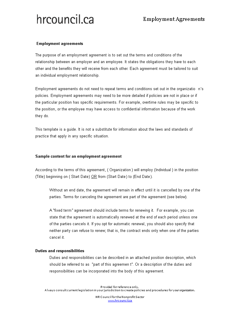 Fixed Term Employment Contract template 模板
