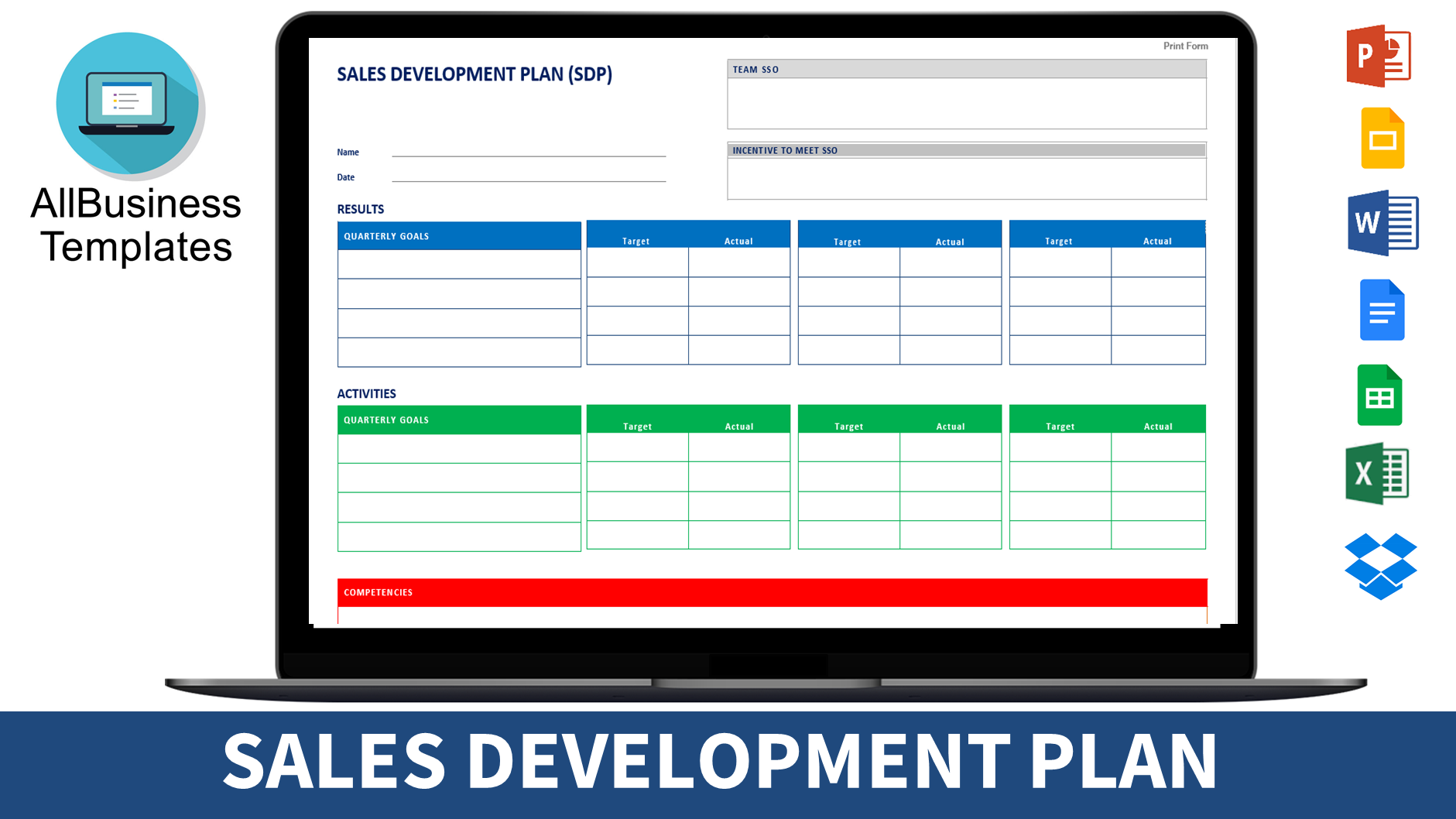 personal development sales plan template