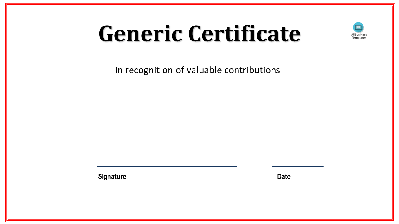 generic certificate template
