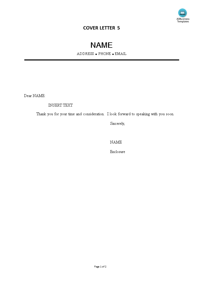 Job application cover letter template main image