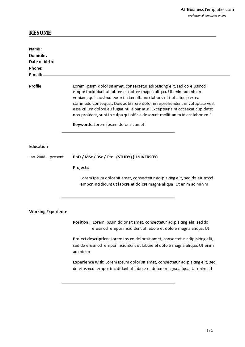 Moderne Resume Voorbeeld main image