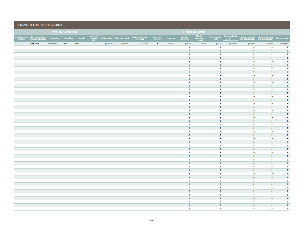 Depreciation Schedule Template Excel Spreadsheet 模板