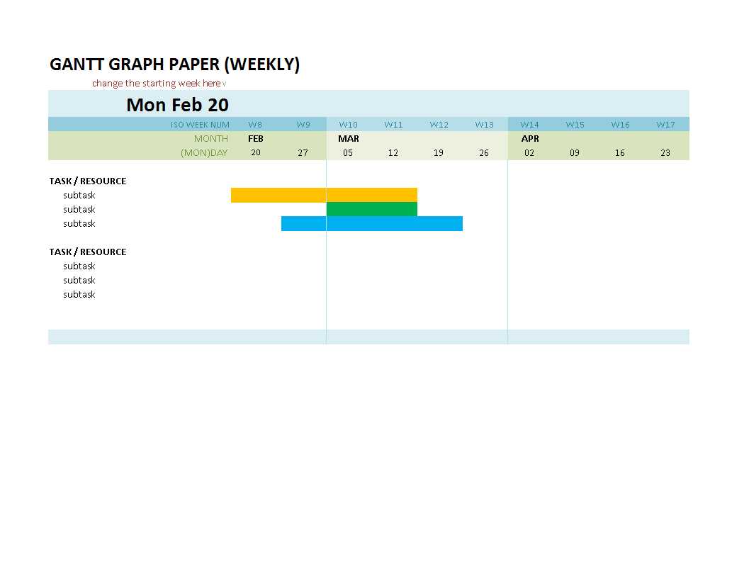 Gantt Chart MS Excel Template main image