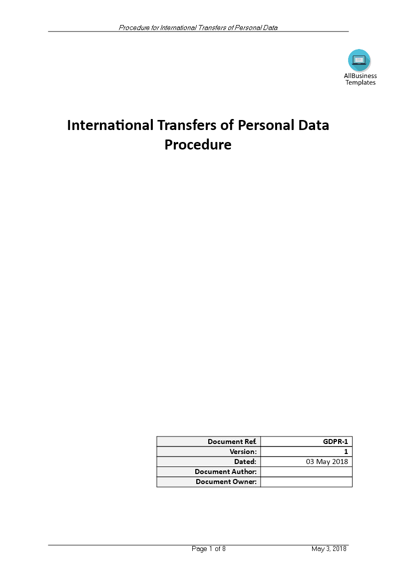 GDPR International Transfers Personal Data Process 模板