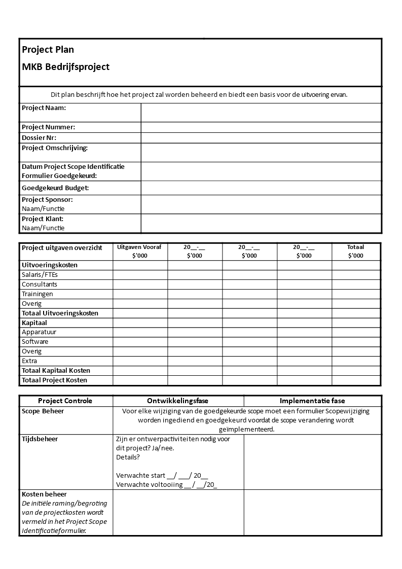 mkb project plan template