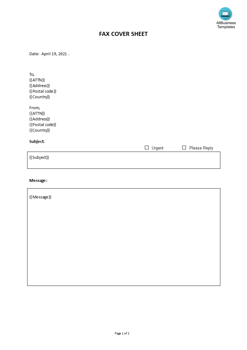 Fax Cover Sheet Template main image