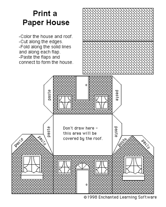 Printable Paper House Template 模板