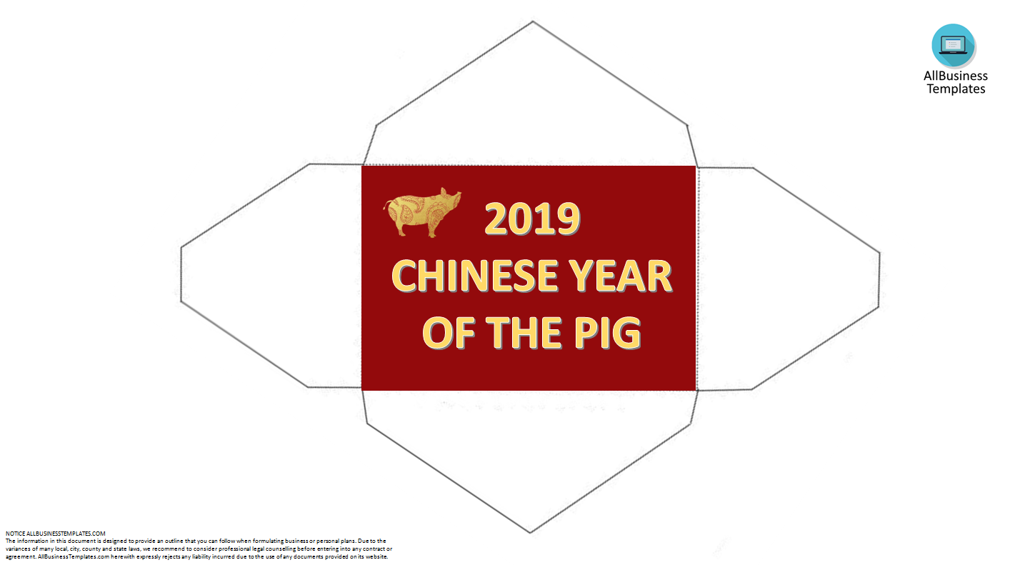2019 chinese new year of the pig red envelope Hauptschablonenbild