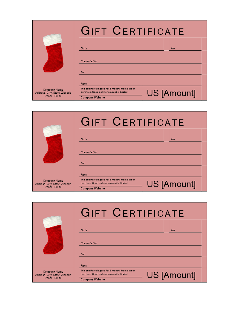 X-mas Gift Certificate 模板