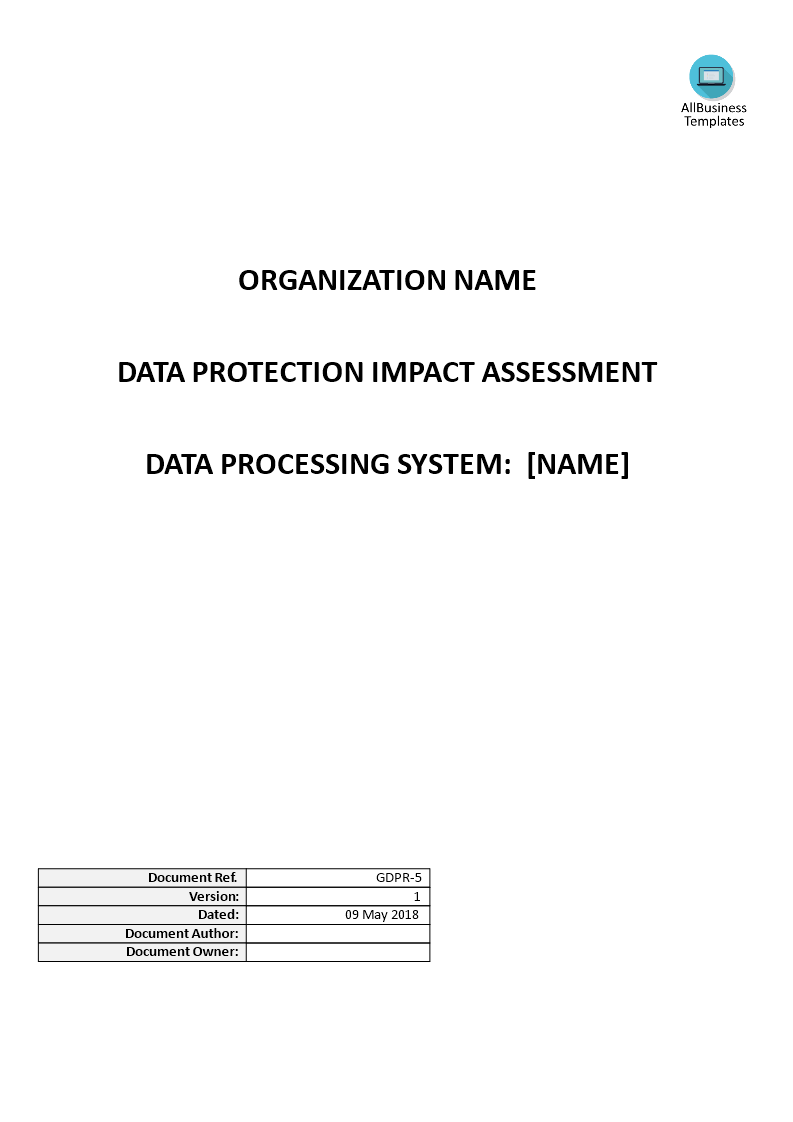 gdpr data protection impact assessment (dpia) template