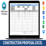 template topic preview image Construction Proposal Assumptions Excel