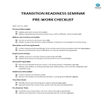 template topic preview image Transition Readiness Seminar Pre Work Checklist