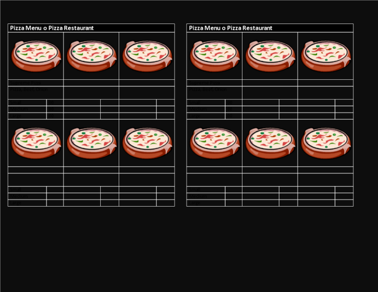template topic preview image Pizza Lunch Menu in MS Word