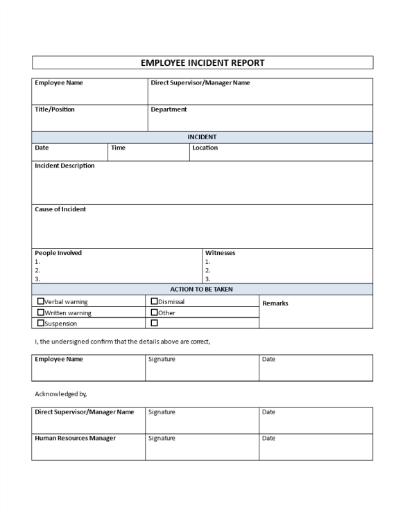 template preview imageEmployee Incident Report template