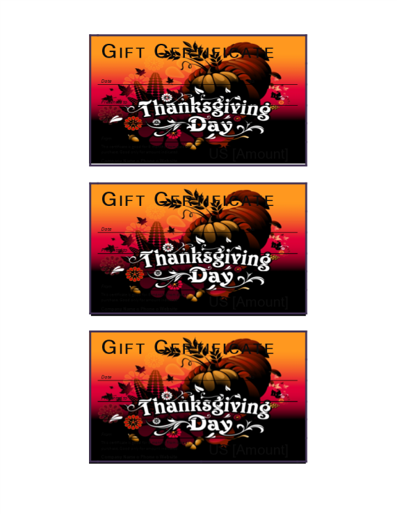 Thanksgiving Gift Voucher gratis en premium templates