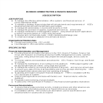 template preview imageBusiness Administration Finance Manager Job Description
