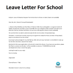 template topic preview image Leave letter for school