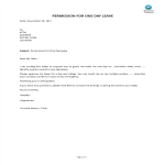 template preview imageOne Day Leave Application Letter