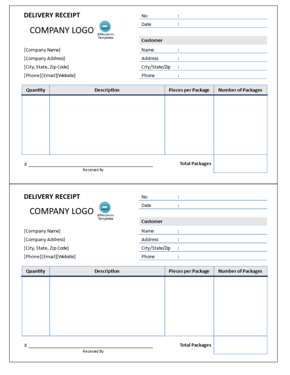 template topic preview image Delivery Receipt