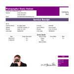 template topic preview image Photographer Service Receipt Bill sample